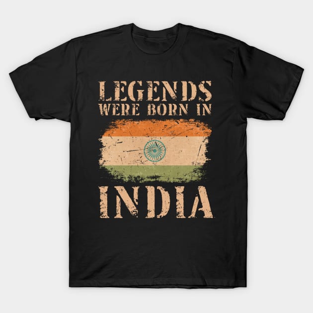 Vintage Design Indian Flag India T-Shirt by MGS